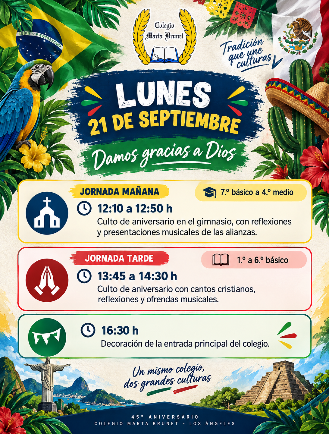🇧🇷🇲🇽 ¡Celebramos 45 años de historia, fe y comunidad! 🎉